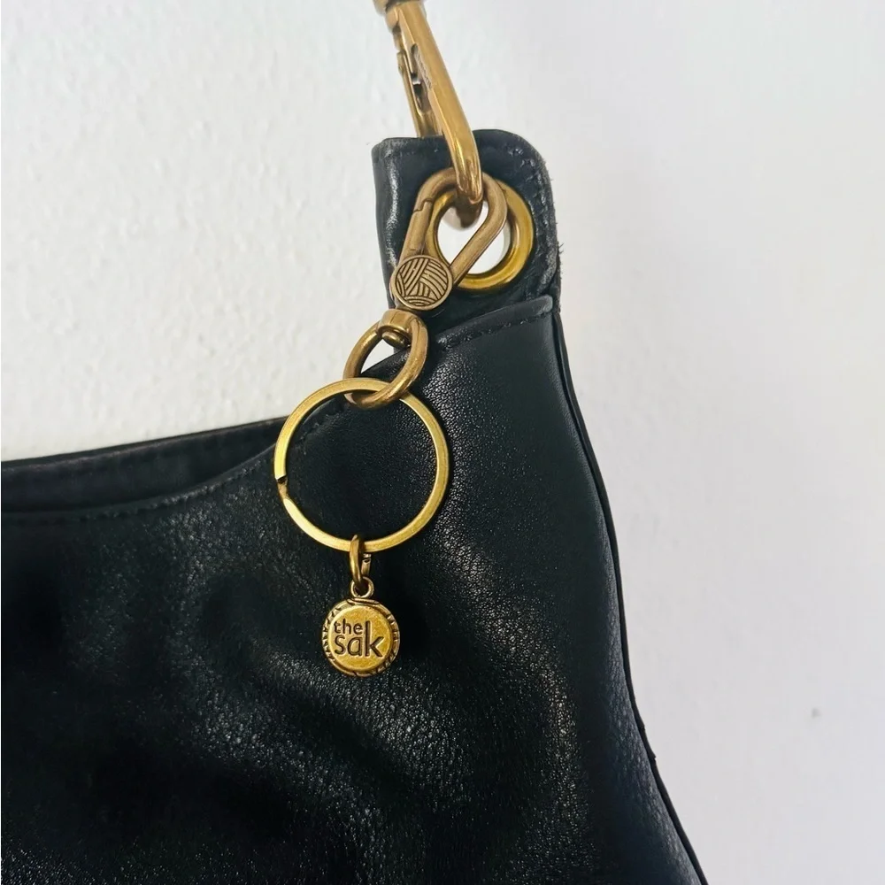 The Sak Zinnia Studded Black Leather Shoulder Bag/ Hobo/ Satchel/ Purse